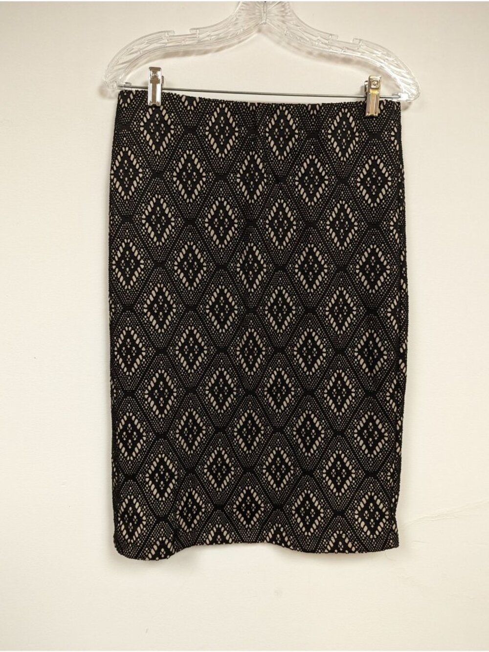 Reneec Size M Skirt Black Lace Overlayed Lined Pencil Modest